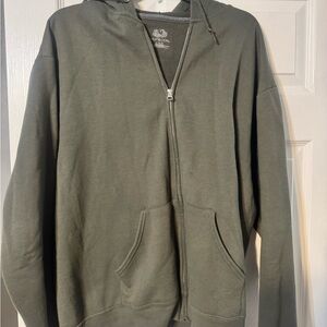 Fruit of the Loom Men's Olive Zip-Up Sweater